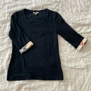 Burberry Black Nova Check Cuff Tee Size Medium